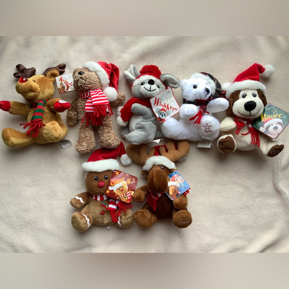 SEARS Vintage Holiday Plush 7 Pce Set 1999 to 2005 Stuffed Animal Christmas Lot - Picture 4 of 16